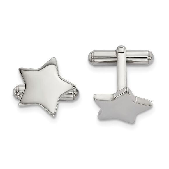 Stainless Steel Polished Star Cuff Links 15mm (9/16 Inch)
